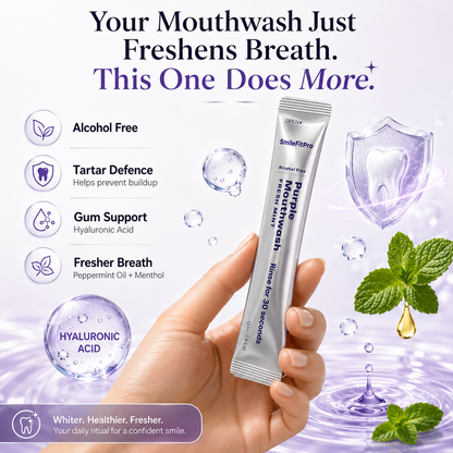 Purple Mouthwash - Sachets 20 Pack - Peroxide-Free - Alcohol Free - Vegan Mint