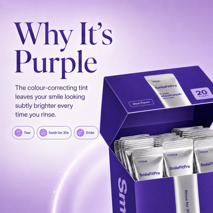 Purple Mouthwash - Sachets 20 Pack - Peroxide-Free - Alcohol Free - Vegan Mint